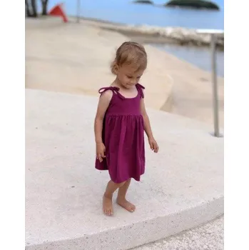 Dívčí šaty Dětské šaty s kapsami, vázání na ramenou, cyklámen 86