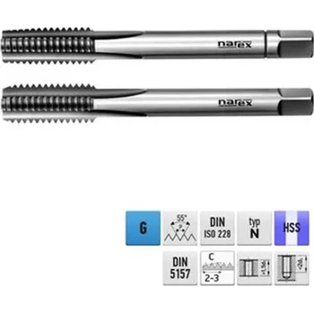 Závitořezný nástroj Narex Ždánice 041530030013800 - Závitník sadový G 1/2" stoupání 14P na palec ("), SADA, HSS typ 0302