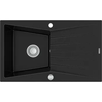 Granitový dřez MEXEN - Cesar granitový dřez 1-mísa dřez s odkapávač 775x470 mm, černá 6514771010-77 MEXEN