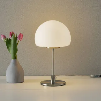Lampička Fabas Luce Stolní lampa Gaia Big s dotykovou funkcí, bílá nikl satinovaný, bílá 1 x 40 W - Doprava zdarma