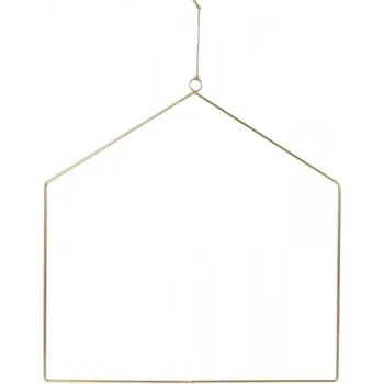 Hliníková dekorace domek zlatý 40x42x5 cm