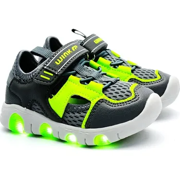 Chlapecké sandály Dětské blikací sandály WINK SE21671 šedozelené Velikost: 27