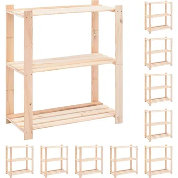 Dílenský regál Regály 3 police 10 ks 80 x 38 x 90 cm masivní borovice 150 kg IM_3051120