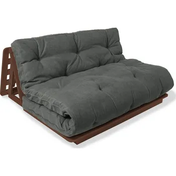 Pohovka Rozkládací futonová pohovka LAYTI 03 140 cm z masivu/šedá