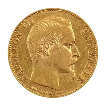 20 franků zlatá mince Napoleon III ohne Kranz