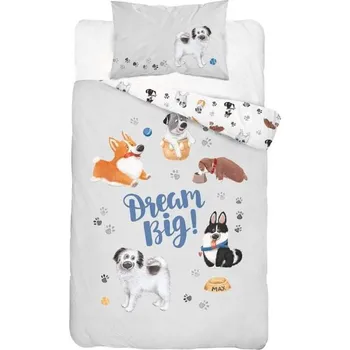 Povlečení DETEXPOL Povlečení do postýlky Pejsci šedá Bavlna, 100/135, 40/60 cm