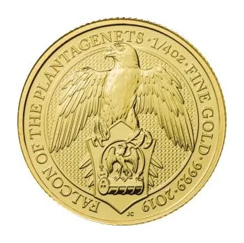 1/4 unce zlatá mince Queens Beasts Falcon 2019