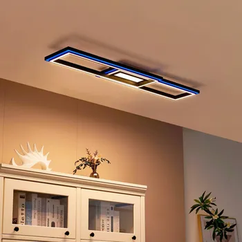 Lampička Stropní svítidlo Lucande Smart LED Tjado 115 cm černé RGB CCT - Šířka stříšky 24 cm černá, bílá LED 31 W celkem - Doprava zdarma