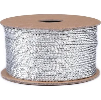 Lurexová šňůrka plochá / provázek šíře 1,2 mm - 1 stříbrná