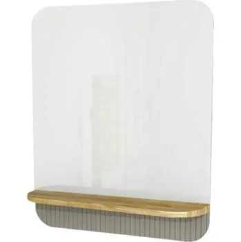 Koupelnový nábytek Zrcadlo do koupelny Devo Gloria 2.0 s dřevěnou poličkou 70 x 86 cm šedá matná GL2-LUPL70-2-F111D01