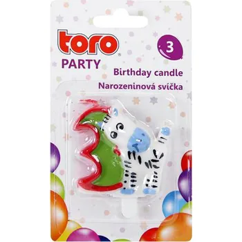Dortová svíčka Dortová svíčka číslice "3" TORO zapichovací 5cm koník