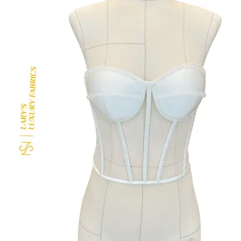 Korzetový top ivory, zdobený křišťálem Velikost: S