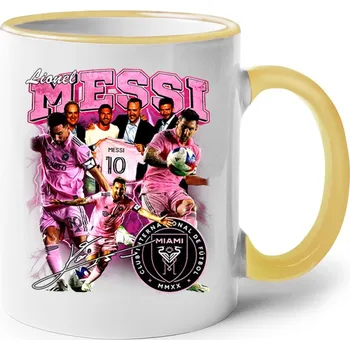 Keramický hrnek Lionel Messi - Miami FC, Barva Žlutá, Velikost 330 ml, Canvas Keramický hrnek s barevným uchem Bezvatriko.cz 2665