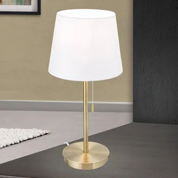 Lampička Orion Stolní lampa Ludwig s portem USB bílá/mosaz - délka napájecího kabelu 150 cm bílá, starobylá mosazná patina 1 x 40 W - Doprava zdarma