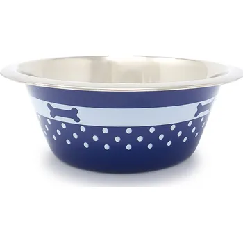 Miska pro psa PROFIZOO Miska nerezová Standard 700 ml Námořnická modř s potiskem