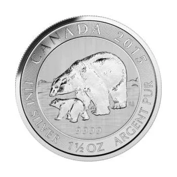 1.5 uncí stříbrná mince Kanada Polarbär 2015