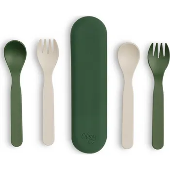 dětská jídelní sada CITRON bio sada příborů v pouzdře 5ks zelená, krémová