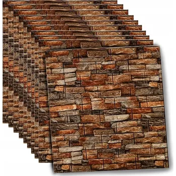 Samolepicí 3D panely 77 x 70 cm 10 ks, tmavá cihla 3
