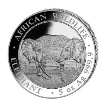 5 uncí stříbrná mince Somálsko slon 2020