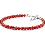 Stříbrný náramek Tabby s pravým červeným korálem GRP214BCR