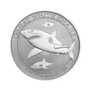 1/2 unce stříbrná mince Austrálie Great White Shark - weißer Hai - 2014