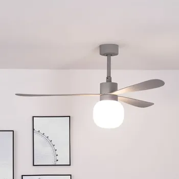 Lampička FARO BARCELONA Stropní ventilátor Amelia Ball LED světlo šedá - Svítidlo – Ø 21,7 cm, výška 21 cm; celková výška s dlouhou tyčí 58 cm; baldachýn – Ø 13 cm, výška 6 cm; minimální montážní výška 2,30 m LED 15 W celkem - Doprava zdarma