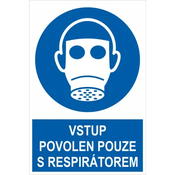 Značení Vstup povolen pouze s respirátorem ISO 7010 samolepící vinylová fólie 300x200mm