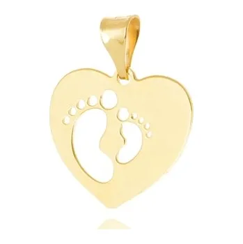 Přívěsek Přívěšek ze žlutého zlata srdce s nožičkama ZZ1197F + dárek zdarma