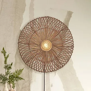 Lampička GOOD & MOJO Zanzibar nástěnné svítidlo, Ø 55 cm, přírodní barva - Nástěnný držák - Ø 12 cm, výstupek 2,5 cm; délka kabelu 250 cm; výstupek stínidla 14 cm příroda 1 x 60 W - Doprava zdarma