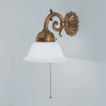 Lampička Berliner Messinglampen Mosazné nástěnné světlo EDGAR s tažným vypínačem bílá, mosaz 1 x 40 W - Doprava zdarma