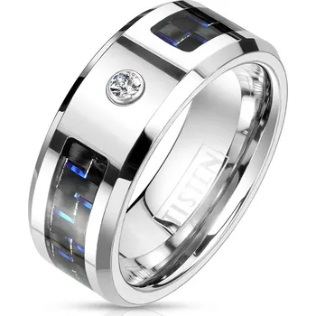 Prsten NUBIS® Pánský prsten tisten, modrý karbon - velikost 65 - TIS0014-65