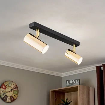 Lampička Argon Stropní bodové osvětlení Lund v černé a zlaté barvě, dvouplamenné zlatá, matná černá 2 x 5 W LED - Doprava zdarma