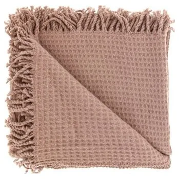 Přehoz na lůžko Hřejivý pléd s třásněmi Selien starorůžový