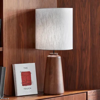 Lampička MARKET SET Mokuzaï stolní lampa bílá výška 93 cm - Výška stínidla na lampu 44 cm bílá, tmavé dřevo 1 x 60 W - Doprava zdarma