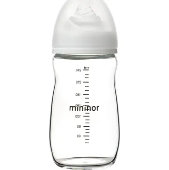 Kojenecká láhev MININOR Skleněná kojenecká lahev 240ml 3m