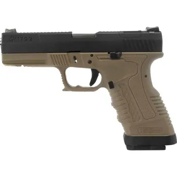 Airsoftová zbraň Airsoftová pistole GP1799 T2 - černý kovový závěr, pískový rám, stříbrná hlaveň, GBB, WE