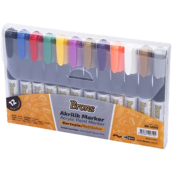 Akrylové popisovače, BR-4000, 12barev/ bal.
