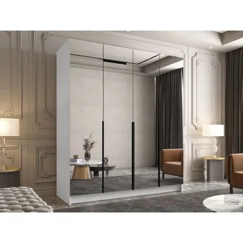 Šatní skříň Šatní skříň se zrcadlem Sozilo III, Barva: bílá / bílá + černá MIRJAN 5903211352461