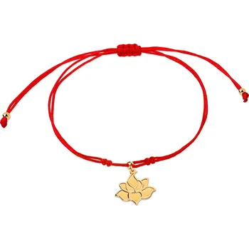 Náramek Červený šňůrkový náramek s lotosovým květem IZ30969 + dárkové balení LUXUS zdarma