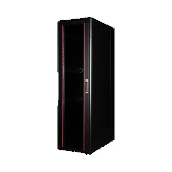Racková skříň ROLINE 19" síťový rozvaděč 42U, stojanový, Pro, š. 600, h. 1000, skleněné dveře, černý - 26.21.0230