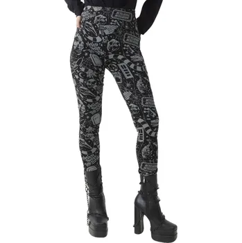 Dámské kalhoty kalhoty dámské (legíny) KILLSTAR x BEETLEJUICE - Never Trust - Black Grey