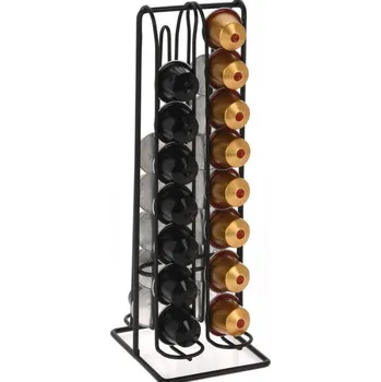 EH Excellent Houseware Kovový stojan na kávové kapsle, černý, 29 x 12 x 10 cm