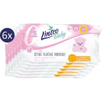 Hygienický ubrousek LINTEO Vlhčené ubrousky Baby s měsíčkem lékařským - 6 x 120 ks