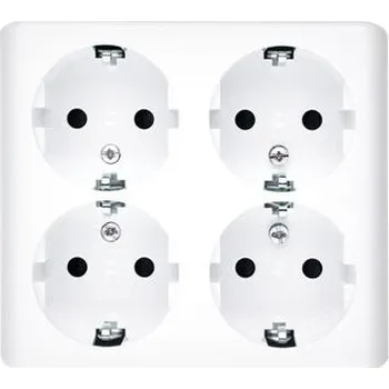 Elektrická zásuvka Simon EGSZ4NZ/11 Zásuvka čtyřnásobná s clonkami Schuko (kompletní výrobek) 16A 250V, šroubové svorky, bílá