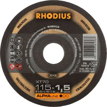 Řezný kotouč RHODIUS Extra tenký řezný kotouč XT70 10 ks BOX 115 x 1,5 x 22,23 ALPHAline