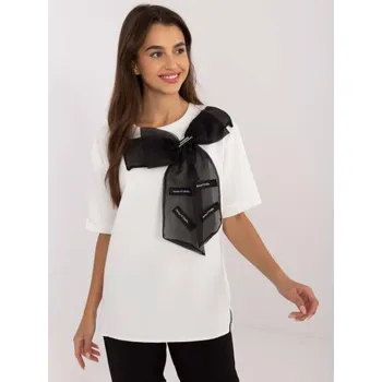 Dámské tričko Dámská halenka s krátkými rukávy společenská ecru-černá