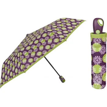 PERLETTI Dámský plnoautomatický deštník TECHNOLOGY Fiori/zelená, 21723