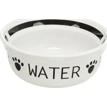 Miska pro psa Keramická miska WATER, 2,6 l/ø 25 cm, bílá/černá