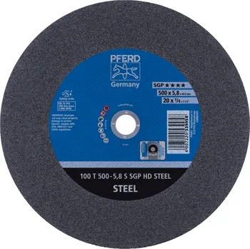 Brusný kotouč Pferd 66325225 | Řezný kotouč 500 x 5,8 x 40,0 mm, SGP HD STEEL, tvrdosť S, 100 m/s