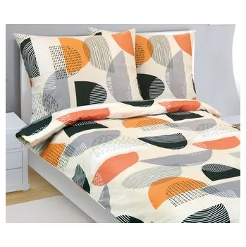 Povlečení Povlečení bavlněné - Půplkruh oranžová, šedá - 140x200, 70x90 cm